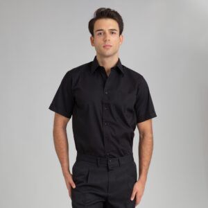 Camisa hostelería manga corta hombre negro - OFERTA 2X1