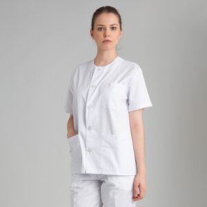 Casaca sanitario unisex de botones y cuello caja blanco - WORKO - OFERTA 2X1