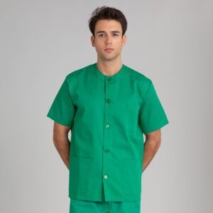 Casaca sanitario de botones y cuello caja verde hombre CONFECCIONES ESTE - OFERTA 2x1