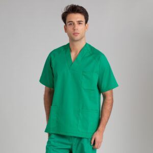Casaca sanitario cuello de pico unisex verde CONFECCIONES ESTE - OFERTA 2x1