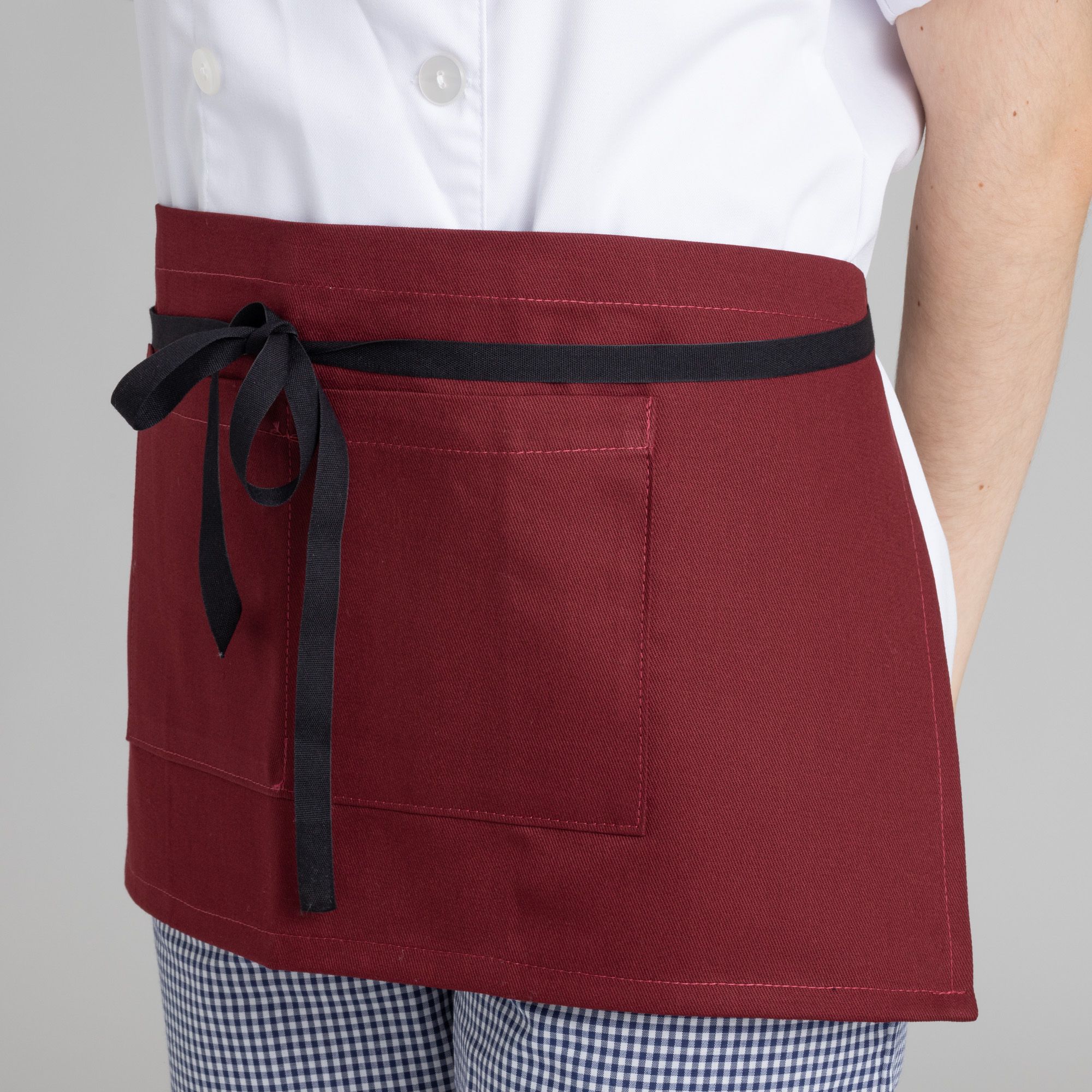 Delantal camarero corto con bolsillos granate CONFECCIONES ESTE - OFERTA 2X1 - Imagen 2