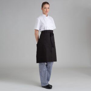 Delantal de cocina corto con bolsillos negro CONFECCIONES ESTE - OFERTA 2X1