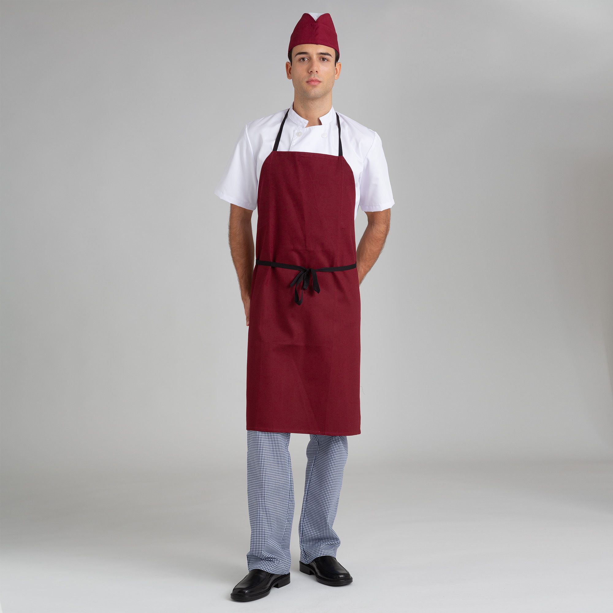 Delantal de cocina tipo peto granate CONFECCIONES ESTE - OFERTA 2X1