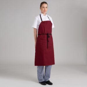 Delantal de cocina tipo peto con bolsillos granate CONFECCIONES ESTE - OFERTA 2X1