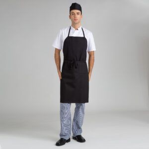Delantal de cocina tipo peto con bolsillos negro CONFECCIONES ESTE - OFERTA 2X1